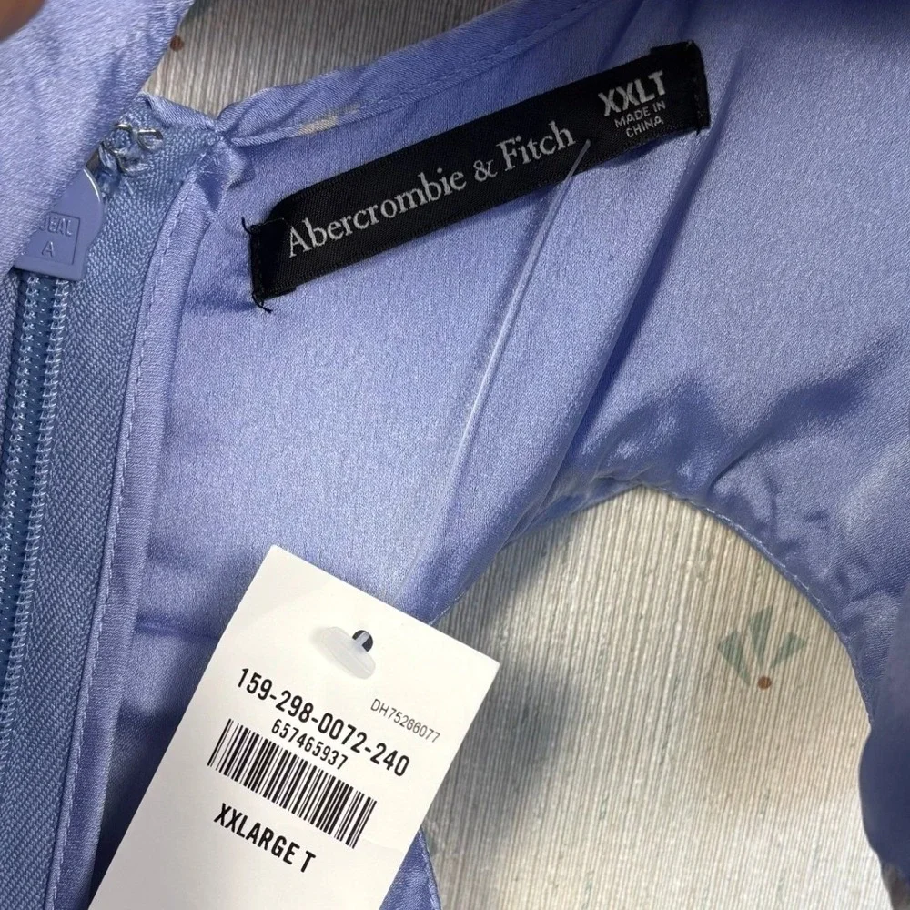Abercrombie Giselle Pleated Cutout Maxi Dress XXL Tall Blue Floral Romantic NWT